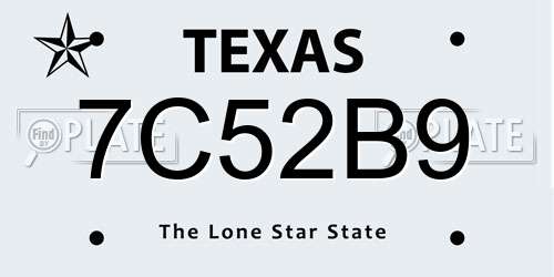 7C52B9 Texas License Plate