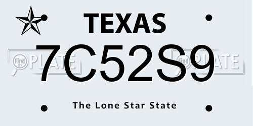 7C52S9 Texas License Plate