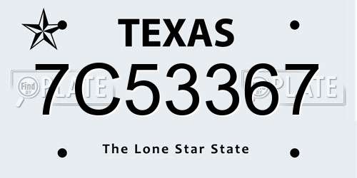 7C53367 Texas License Plate