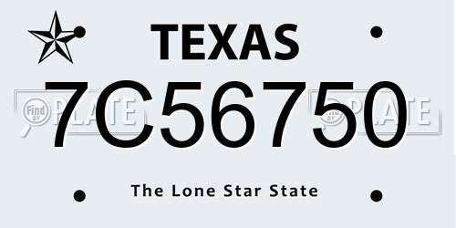 7C56750 Texas License Plate