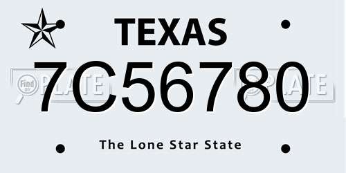 7C56780 Texas License Plate