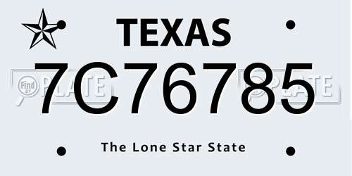 7C76785 Texas License Plate