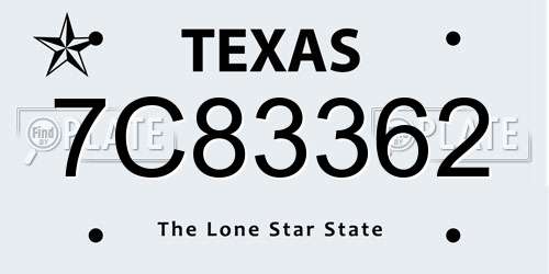 7C83362 Texas License Plate