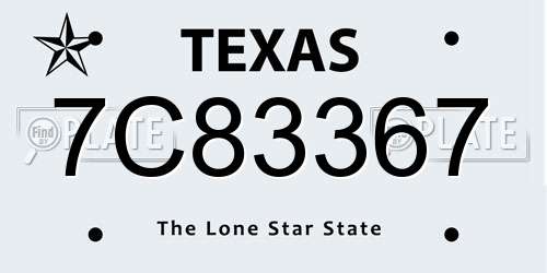 7C83367 Texas License Plate
