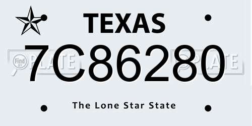 7C86280 Texas License Plate