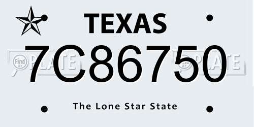 7C86750 Texas License Plate