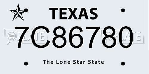 7C86780 Texas License Plate