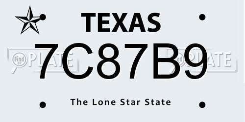 7C87B9 Texas License Plate
