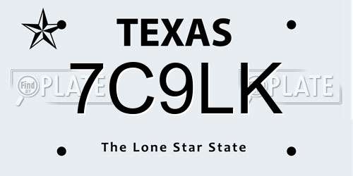 7C9LK Texas License Plate
