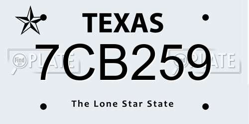 7CB259 Texas License Plate