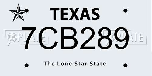 7CB289 Texas License Plate