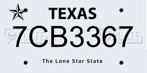 7CB3367 Texas License Plate