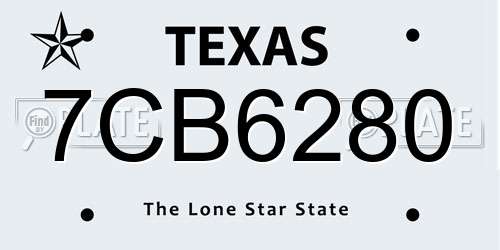 7CB6280 Texas License Plate