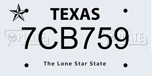 7CB759 Texas License Plate