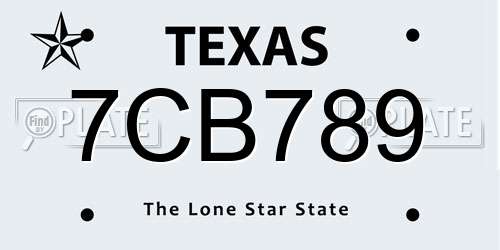 7CB789 Texas License Plate
