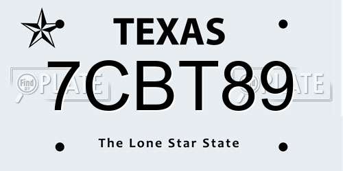 7CBT89 Texas License Plate