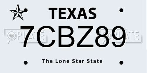 7CBZ89 Texas License Plate