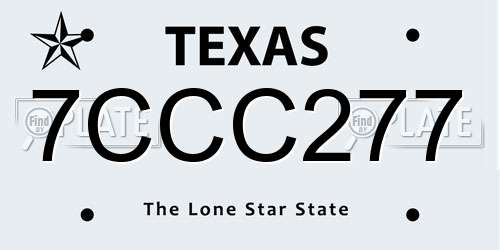 7CCC277 Texas License Plate