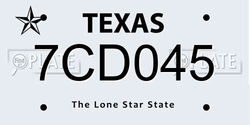 7CD045 Texas License Plate