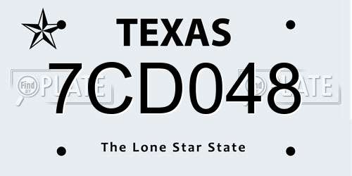 7CD048 Texas License Plate