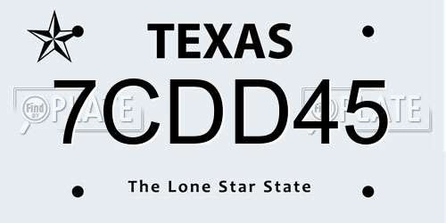 7CDD45 Texas License Plate