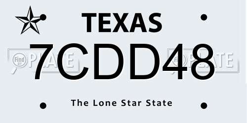 7CDD48 Texas License Plate
