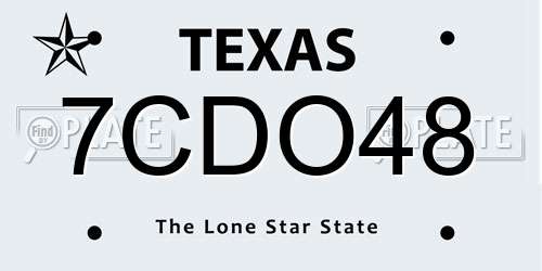 7CDO48 Texas License Plate