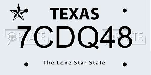 7CDQ48 Texas License Plate