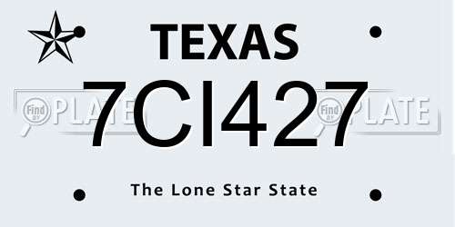 7CI427 Texas License Plate