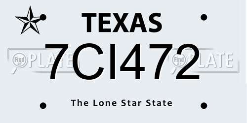 7CI472 Texas License Plate