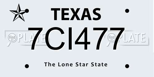 7CI477 Texas License Plate