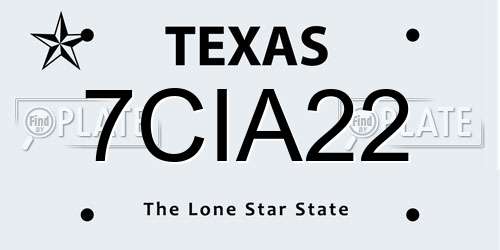 7CIA22 Texas License Plate