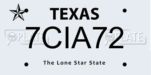 7CIA72 Texas License Plate