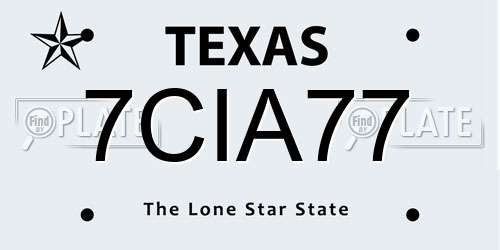 7CIA77 Texas License Plate