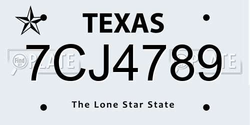 7CJ4789 Texas License Plate