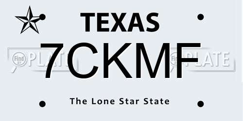 7CKMF Texas License Plate