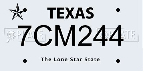7CM244 Texas License Plate