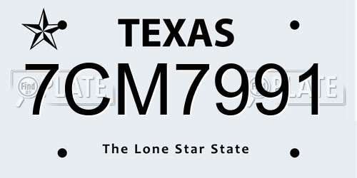 7CM7991 Texas License Plate