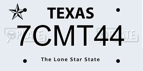 7CMT44 Texas License Plate