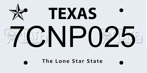 7CNP025 Texas License Plate