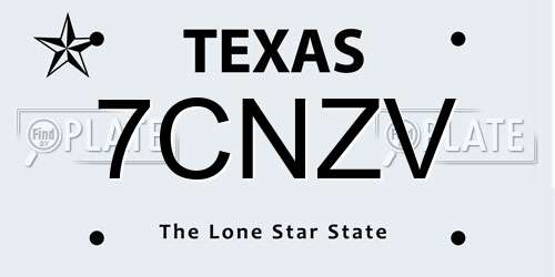 7CNZV Texas License Plate