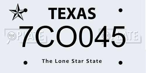 7CO045 Texas License Plate