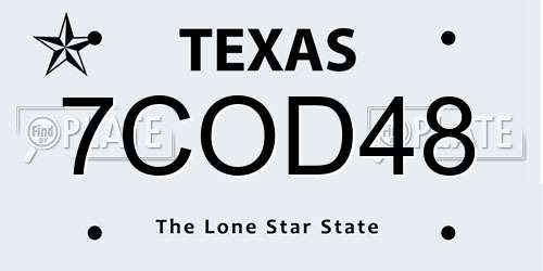7COD48 Texas License Plate