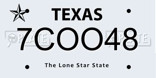 7COO48 Texas License Plate