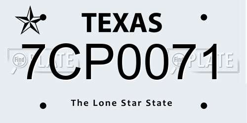 7CP0071 Texas License Plate