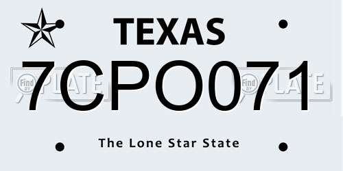 7CPO071 Texas License Plate