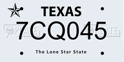 7CQ045 Texas License Plate