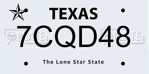 7CQD48 Texas License Plate