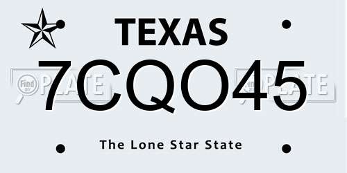7CQO45 Texas License Plate