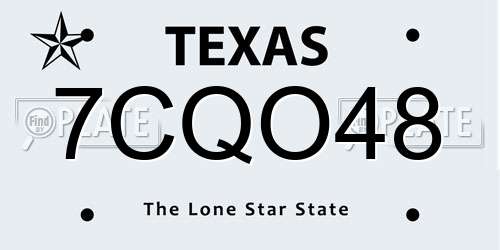 7CQO48 Texas License Plate